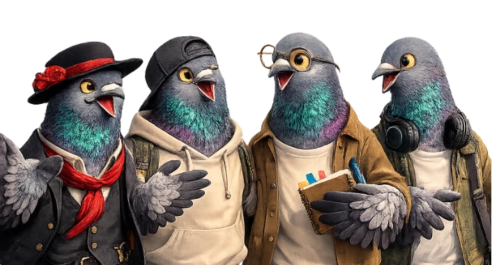 Polydemy pigeons mascots